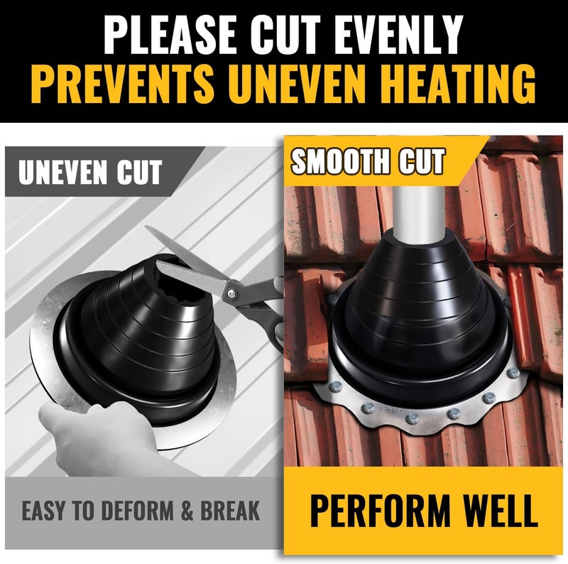 VIVIDA #2 EPDM Metal Roof Pipe Flashing Boot, Flexible Roof Jack Flashing Boot for Pipe OD 1-3/4" to 3-1/4", Screws & Hex Socket Included, Black, 1 Pack - Image 3